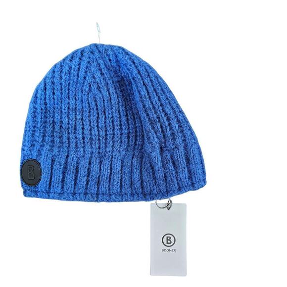 NWT BOGNER Women\'s Royal Blue Ribbed Knit Rania Beanie Hat One Size